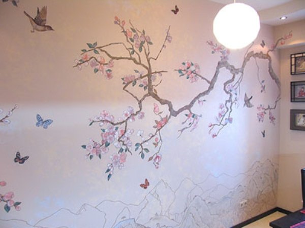 Художественная роспись стен в интерьере дома